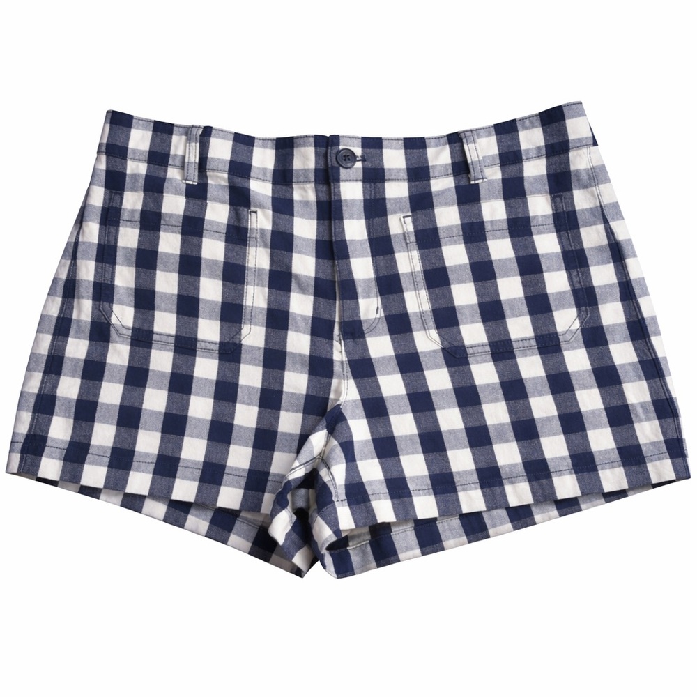 J. Crew Blue & White Gingham Check Flat Front Shorts - Picture 1 of 9